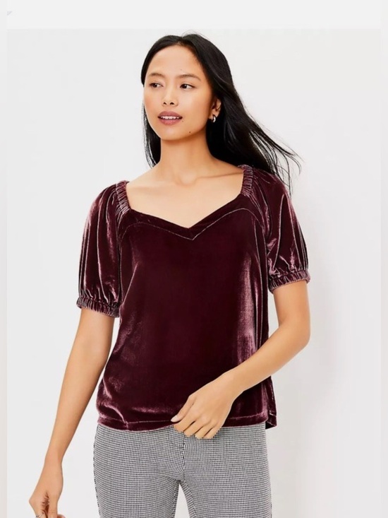 LOFT Tops - LOFT Deep Plum Velvet Blouse - Medium